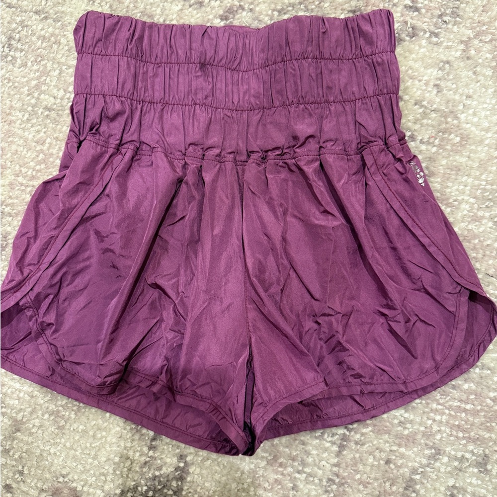 High Waist Purple Athletic Shorts with Ruched Waistband